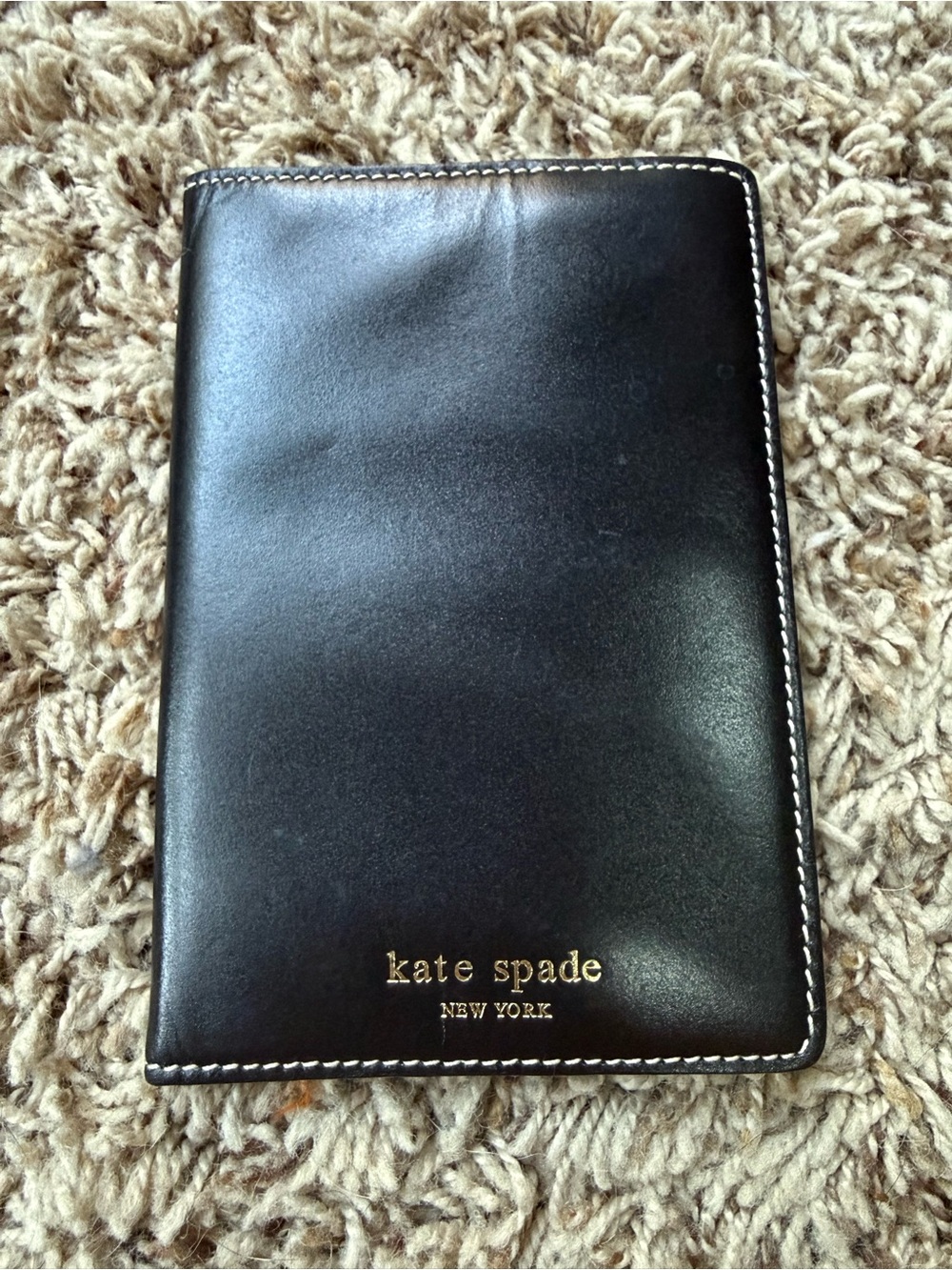 Kate Spade New York- Black Genuine Leather Passport Holder w/back pocket (EUC)